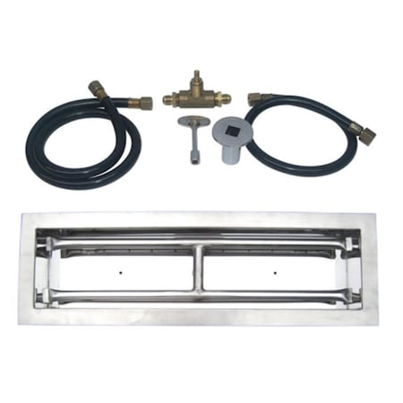 Tretco 24 in. Stainless Steel Drop-In Rectangular Burner Kit, Natural Gas OB4SS-BK1-24-NG
